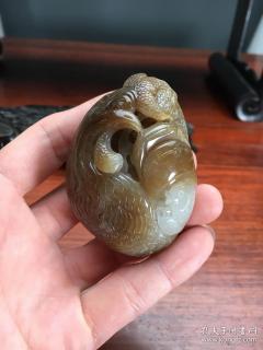 和田玉糖白料 大吉大利莲莲有鱼 把件