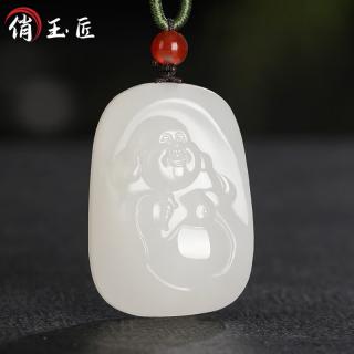 俏玉匠新疆和田玉羊脂玉弥勒佛公吊坠女款白玉大肚佛玉坠笑佛玉挂件项
