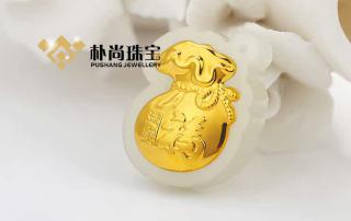 【318#金镶玉饰品批发 999千足金和田玉项链 福字玉坠黄金吊坠】福建