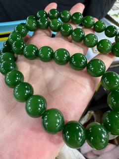 和田玉碧玉大珠子项链,卡12mm菠菜绿#碧玉项链#