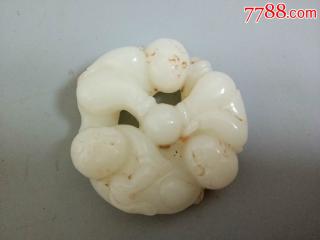 传世清代天然羊脂白玉童子吊坠挂件
