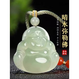 和田玉弥勒佛吊坠新疆晴水玉佛女天然玉石大肚笑佛玉佩项链挂件 大号