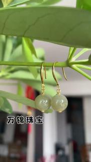 和田玉耳坠耳环阳绿玉石绿色耳钉感小众设计耳坠耳饰女 碧玉款