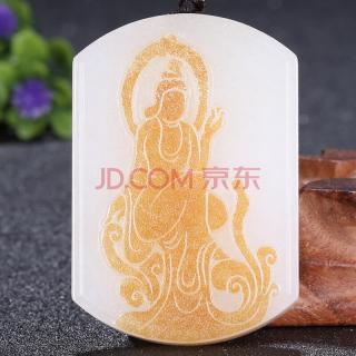 省级玉石雕刻大师郁志刚作品 和田玉观音挂件54.74克 玉上有缘